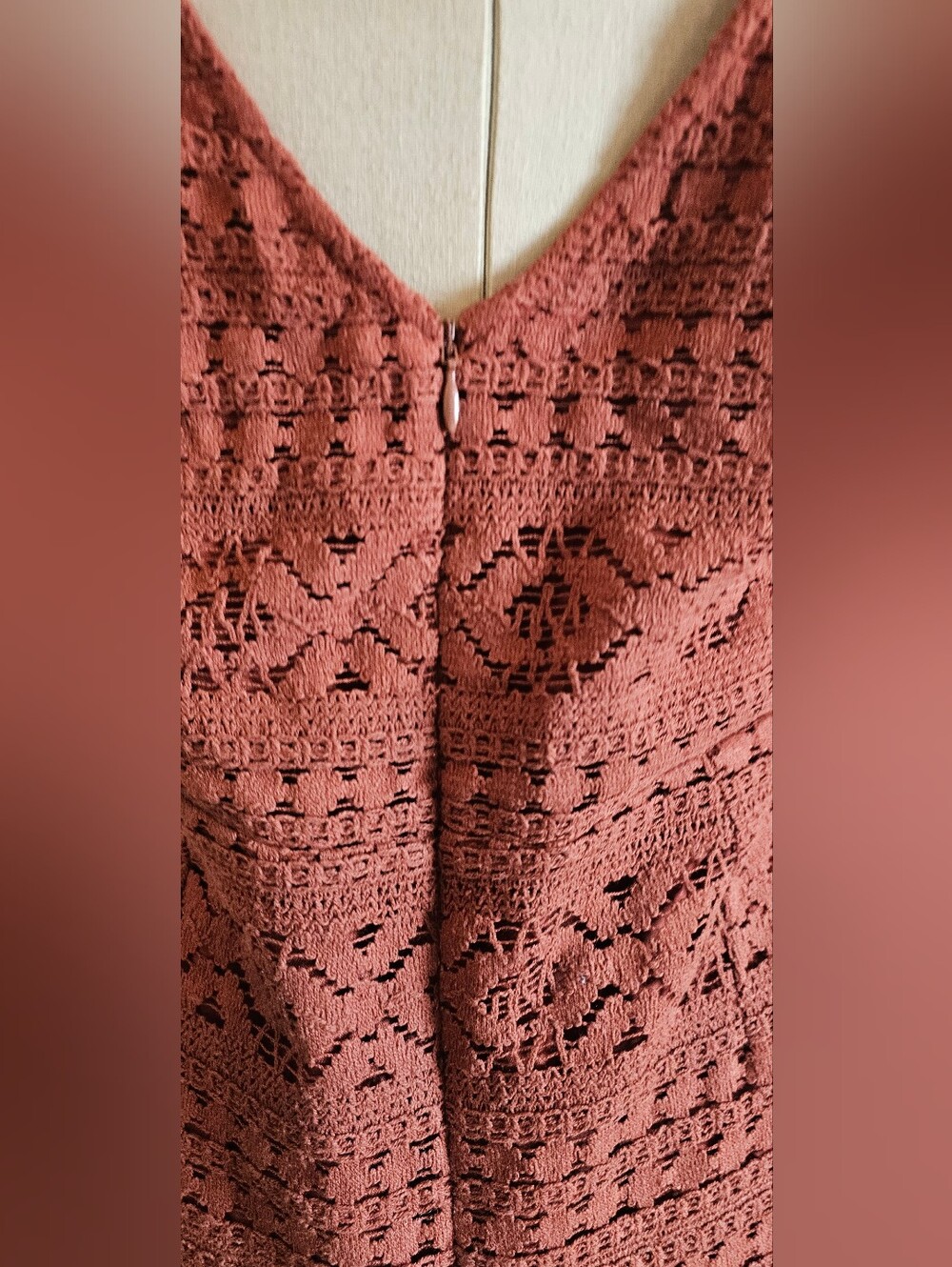 SHYANNE Western 100% Cotton Crochet Fringe Sleeveless Midi Dress Large Rust - Picture 7 of 13